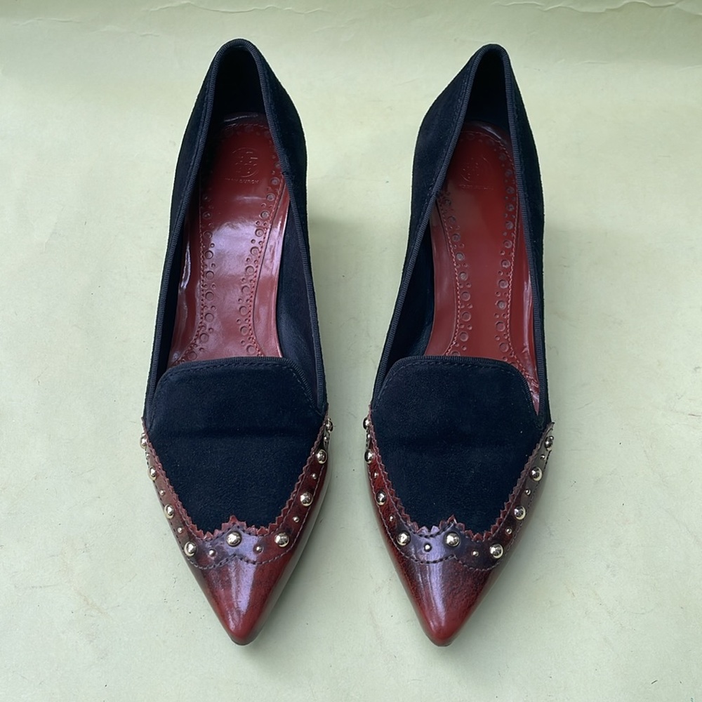 Vintage brown/black Tory Burch leather heels - Picture 4 of 16